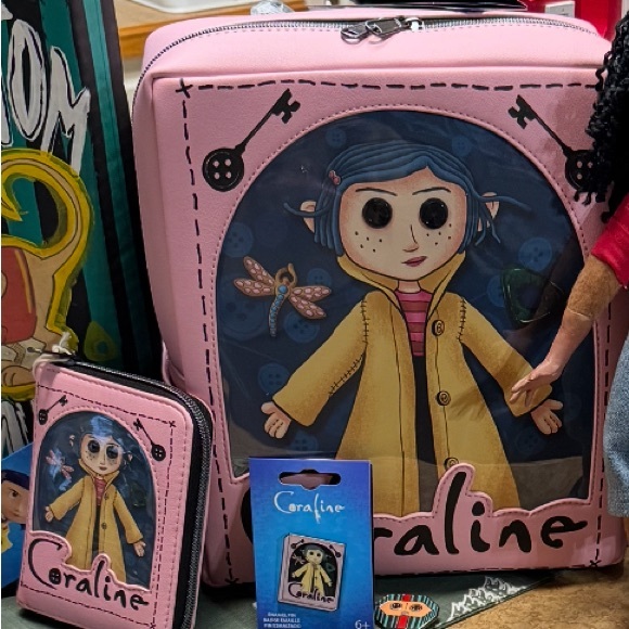 Loungefly Coraline Pink Backpack and Wallet Set - Picture 1 of 4